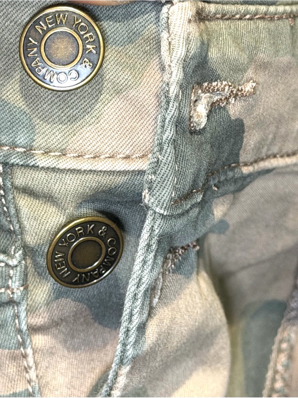 Soho New York & Company Camo Distressed Denim Overalls - Picture 5 of 8